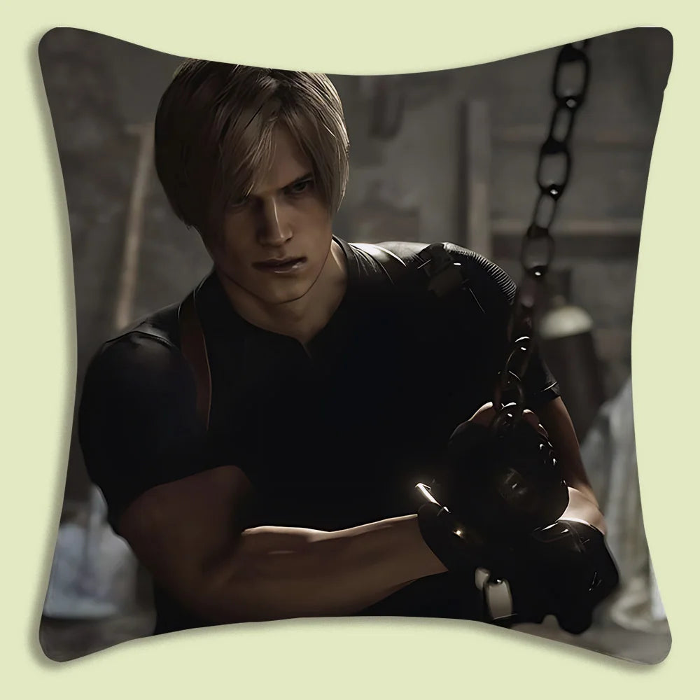 Pillow Covers Cartoon Leon Kennedy Sofa Decorative Home Double-sided Printing Short Plush Cute Cushion Cover