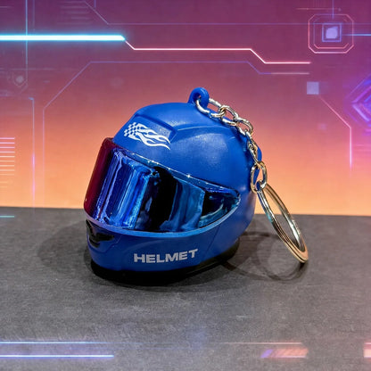Cool Motorcycle Helmet Keychain with Light Creative Mini Helmet Key Chain for Bags and Keys, Night Warning Light
