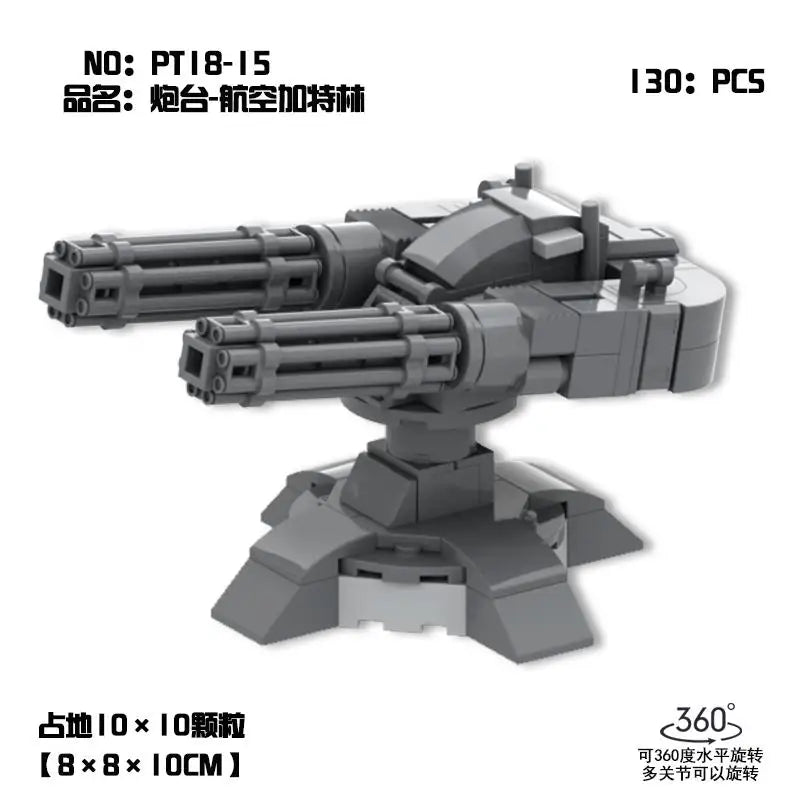 MOC Military Army building blocks Assembling cannon model toys Gatling Missile Railgun bazooka radar set children birthday gift