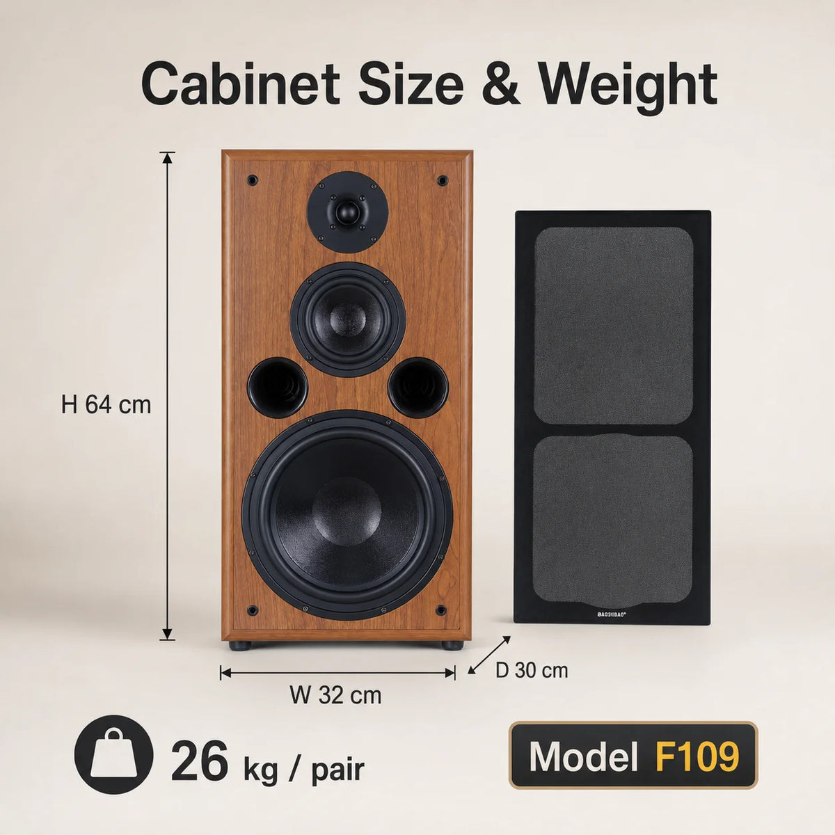 10 Inch Bookshelf Speaker 200W Monitor Speakers 6Ohm Bass Silk Film Tweeter F109 Speaker Fever Passive Sound Box 1Pc For Home