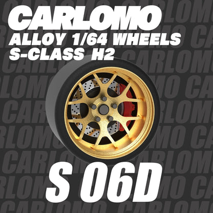Carlomo S-Class Brand New 1/64 Alloy Wheels Rubber Tires with Brake Disc Assembly Rims for Model Diecast Car for model cars