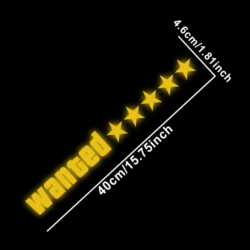 1PC Reflective Wanted Car Sticker Waterproof for Auto Windshield Side Door Window DIY Vehicle Decoration Universal Vinyl Decals