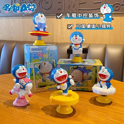 Cartoon cute Doraemon adorable moving time shake car home decor desktop decoration kawaii trendy toy hand-made figure toy gift