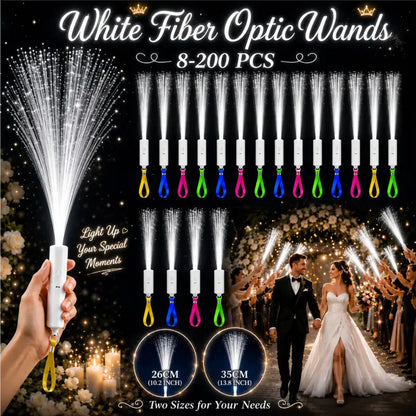 8-200PCS White Fiber Optic Wands Wedding Light Up Fiber Party Wands Flashing Glow Sticks for Dark Wedding Party Favors Birthday