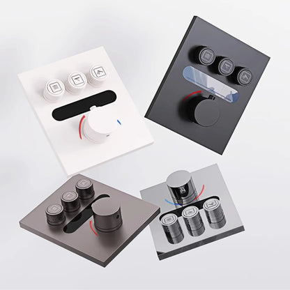 Luxury Black Brass Thermostatic Shower System Wall Mounted Design Hot & Cold Water Bathroom Ceiling LED Digital Display Faucet