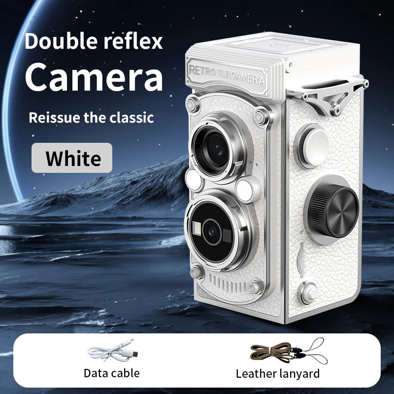 Retro Camera Dual Lens Design Infrared Night Vision Function Manual Joystick Operation HD Mini Camera Portable Nostalgic Camera