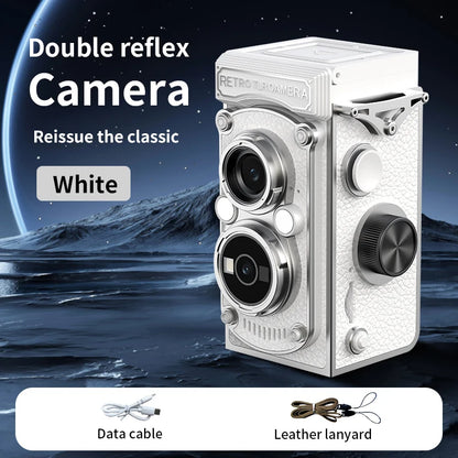 Retro Camera Dual Lens Design Infrared Night Vision Function Manual Joystick Operation HD Mini Camera Portable Nostalgic Camera