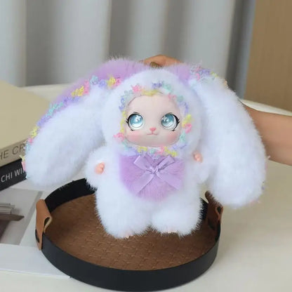 Cute and colorful Plush Rabbit doll; Children's Plush Animal Rabbit doll; Long-Eared Cute Rabbit Lace-Trimmed Plush doll Pendant