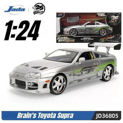 In Stock Jada 25th 1:24 Fast & Furious Dodge Charger Skyline GTR Totota Supra Mitsubishi Eclipse Lancer EVO Alloy Car  Gift Toy