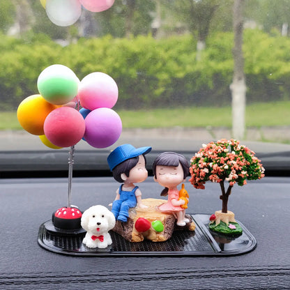 Cute Cartoon Couple, Car Decoration, Romantic Figurines, Balloon Decor, Car Ornament, Dashboard Accessory, Romantic Gift