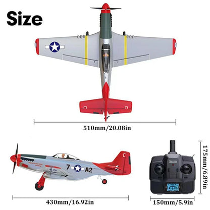 New P51D Mustang Remote Control Aircraft 2.4G One Click Aerobatic Flight 5CH Glider RTF Equipped with Xpilot Stability System