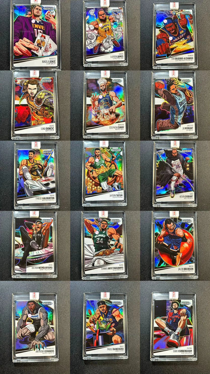 PANINI DIY manga homemade Curry James Doncic Durant Wembanyama Jokic Edwards Morant Textured Rainbow Sparkle Collectible Card