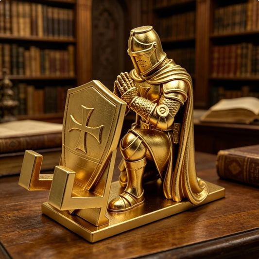 Vintage Medieval Templar Knight Cell Phone Holders Warrior Kneeling Armor Warrior Phone Stand Desktop Gamer Room Decor Men Gifts