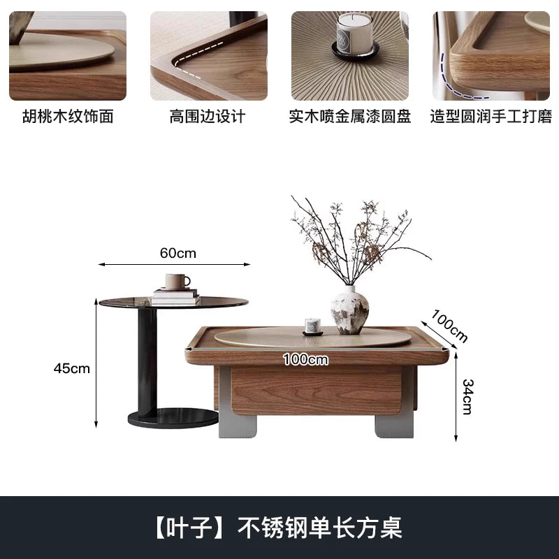 Brown Waterproof Coffee Table Tray Centerpiece Unique Modern Set Side Table Living Room Minimalist Mesa De Centro Sala Furniture