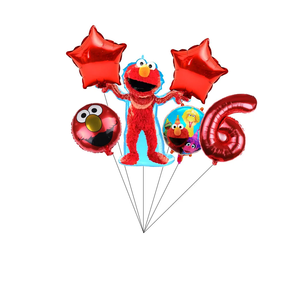 Cartoon Sesames Streeted Birthday Party Decoration Elmo Theme Balloon Set Plates Tissue Tablecloth Party Supplies Baby Shower