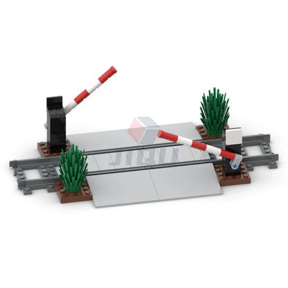 City Traffic Lamp Signpost Railway Barrier Building Blocks MOC Street View Accessories Bricks Speed Limit Indicator Warning Toys