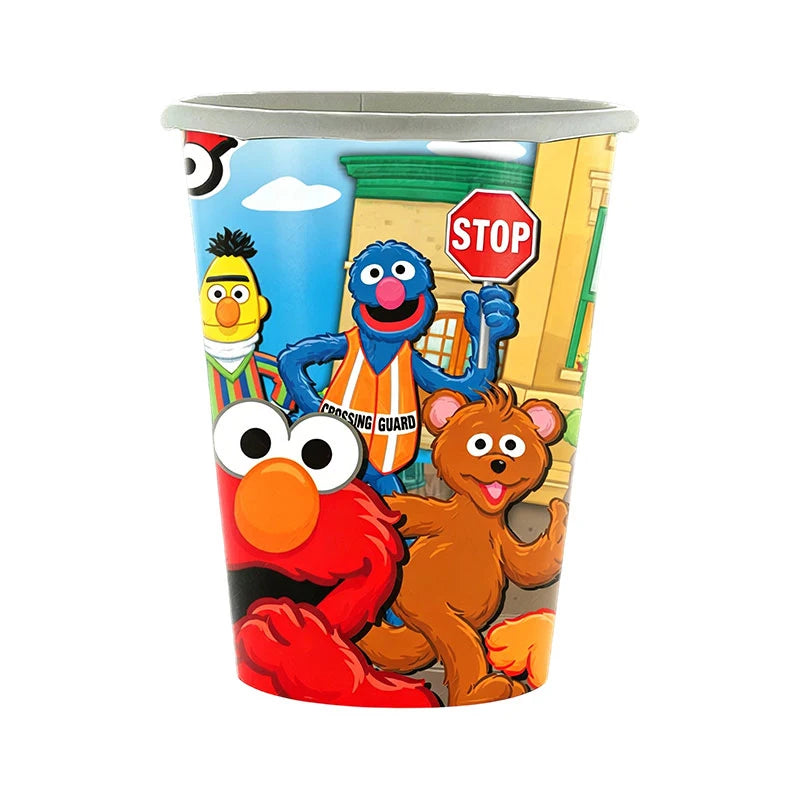 Birthday Party Decoration Set Supplies Cartoon Sesame Streets Birthday Party Supplies Tableware Balloon Cake Topper Banner Plate
