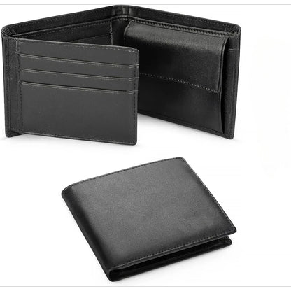 Classic Mens Black Leather Wallets Solid Soft Credit Cards Holders Slim RFID Blocking Purses Coin Pocket Banknote Compartments