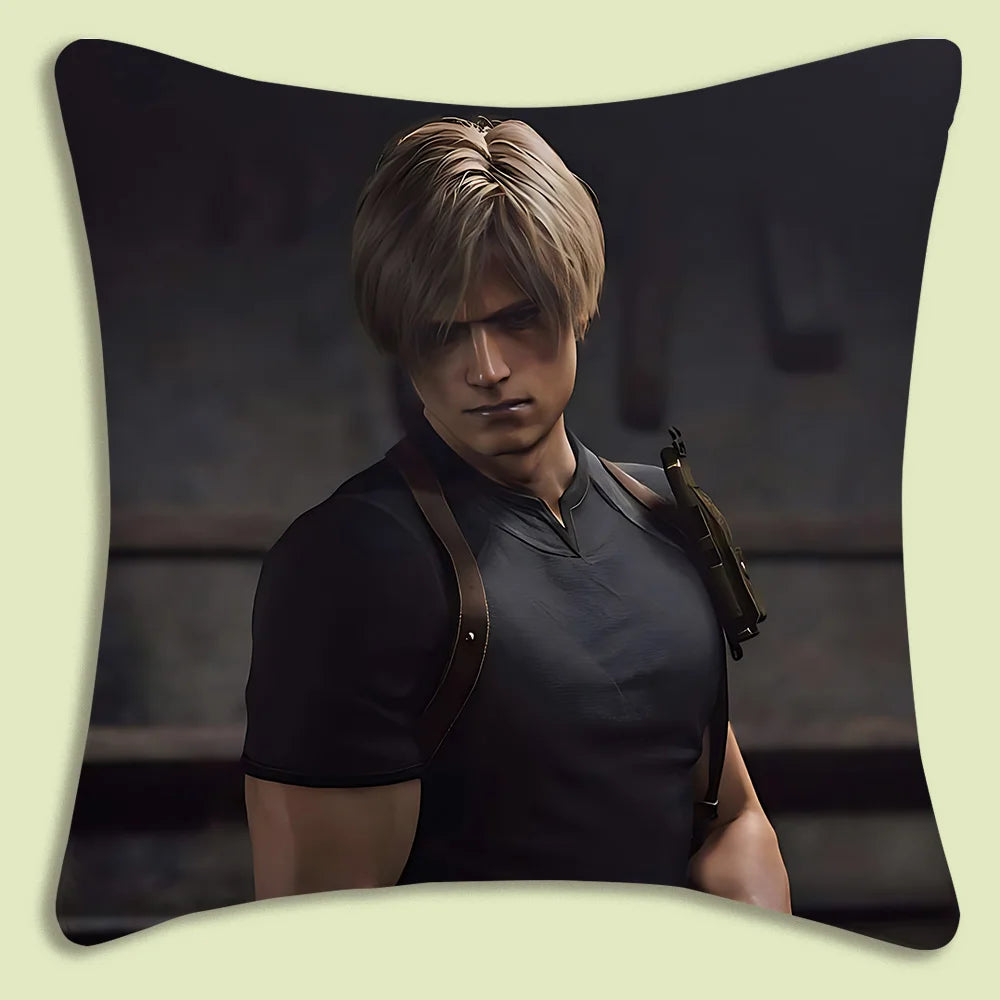 Pillow Covers Cartoon Leon Kennedy Sofa Decorative Home Double-sided Printing Short Plush Cute Cushion Cover