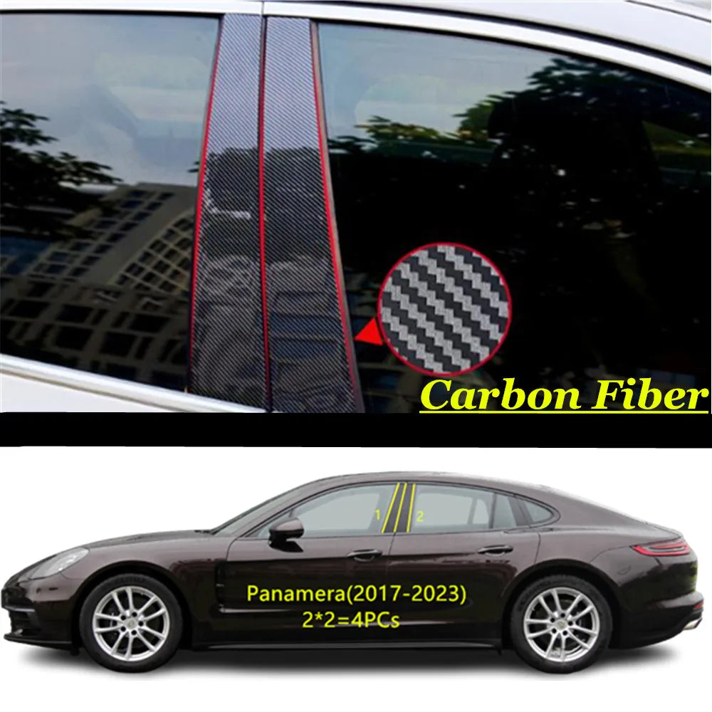 Car PC Material Pillar Post Cover Door Trim Window Molding Sticker Plate Accessories For PORSCHE Panamera 2010-2023/Macan 2014+