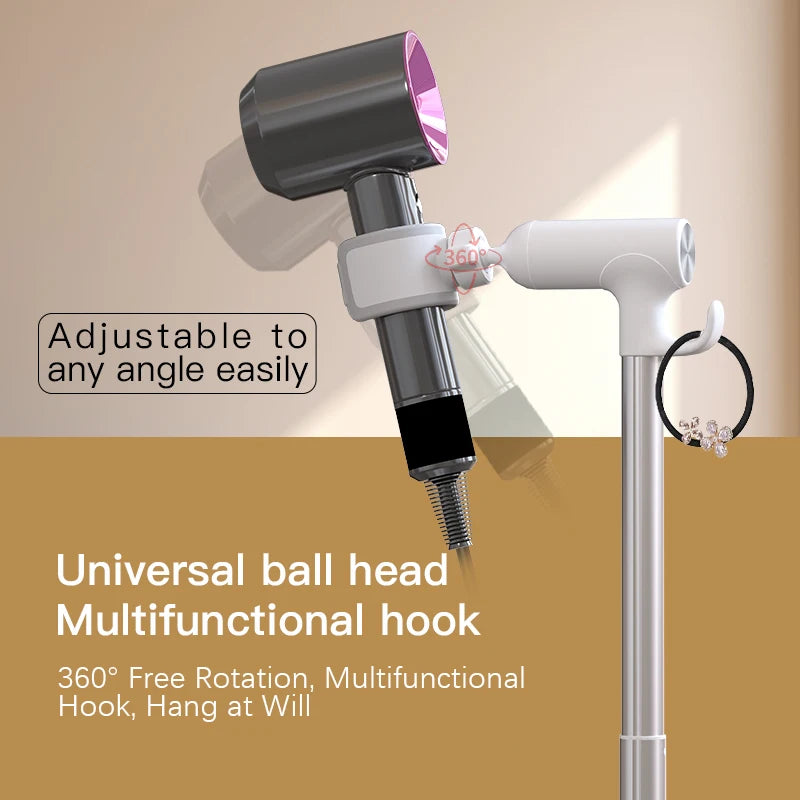 Floor-Standing Hair Dryer Stand for Lazy Person Adjustable Height Non-Slip Base Durable Plastic And Metal Storage for Bathrooms
