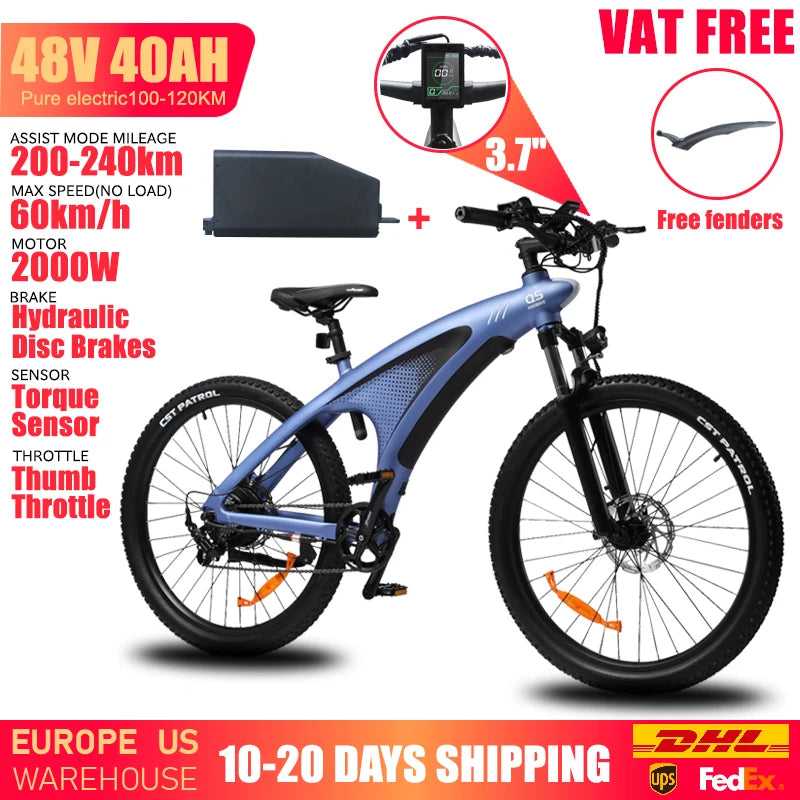 HUANCI Q5 Electric Bike for Adults Mountain Tire E Bike 48V 20Ah Battery Electric Bicycle for Commuting Long Range