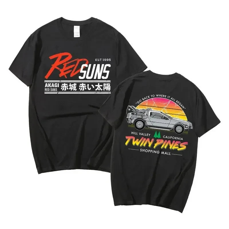 Anime Drift AE86 Initial D Double Sided T Shirt O-Neck Short Sleeves Summer Unisex R34 Skyline GTR JDM Manga T-Shirts 71775