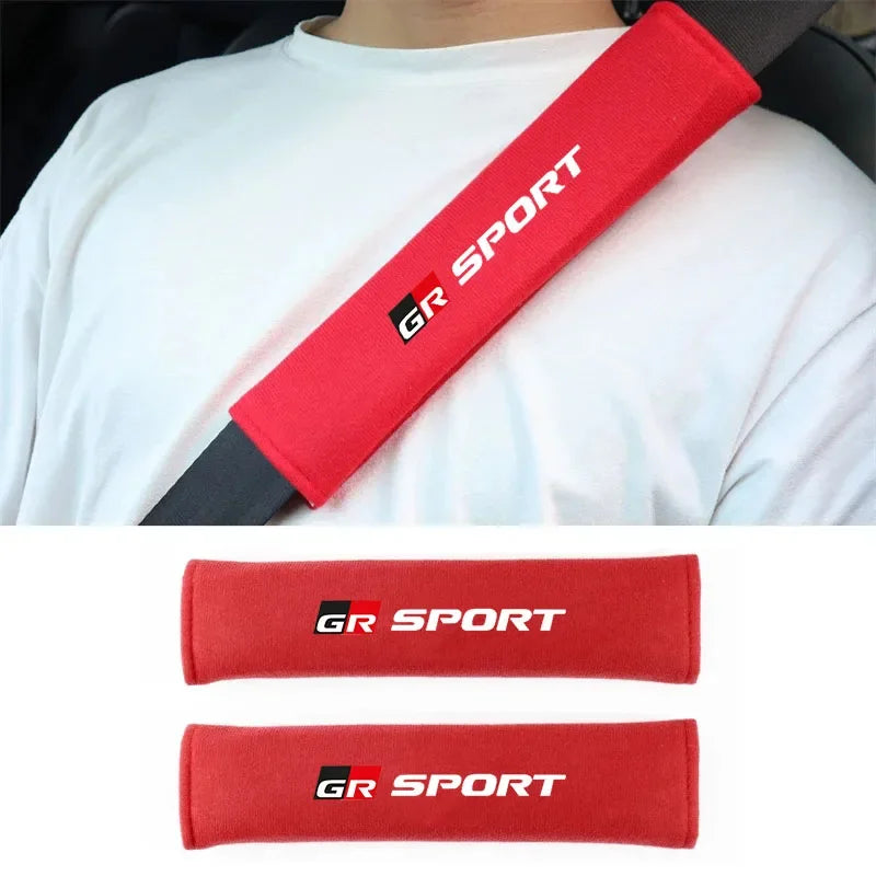 Fashionable Style 2Pcs Car Seat Belt Sleeve Cover Set for GR Sport Gazoo Racing Supra 86 RAV4 C-HR Auto Seatbelt Accessories