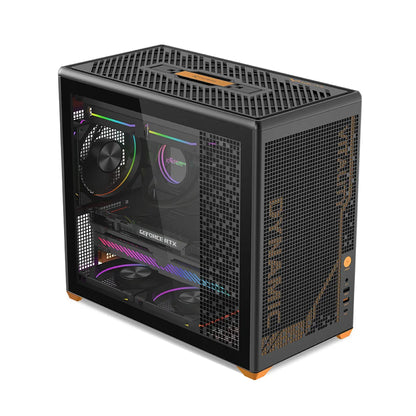 Power Train P80 Desktop MATX Case Glass Side Transparency Handheld Quick Release Desktop Computer Support 240 water cooling