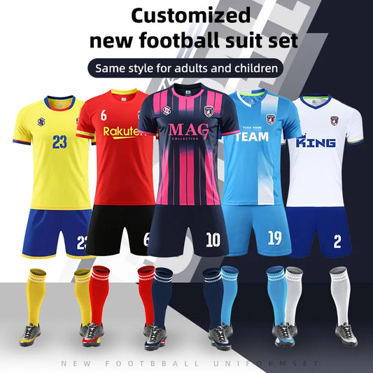 Adult Kids Football Jersey Men Boy Customize Soccer Uniforms Kit Sports Clothes Women Futsal Sportswear Training Tracksuit Child