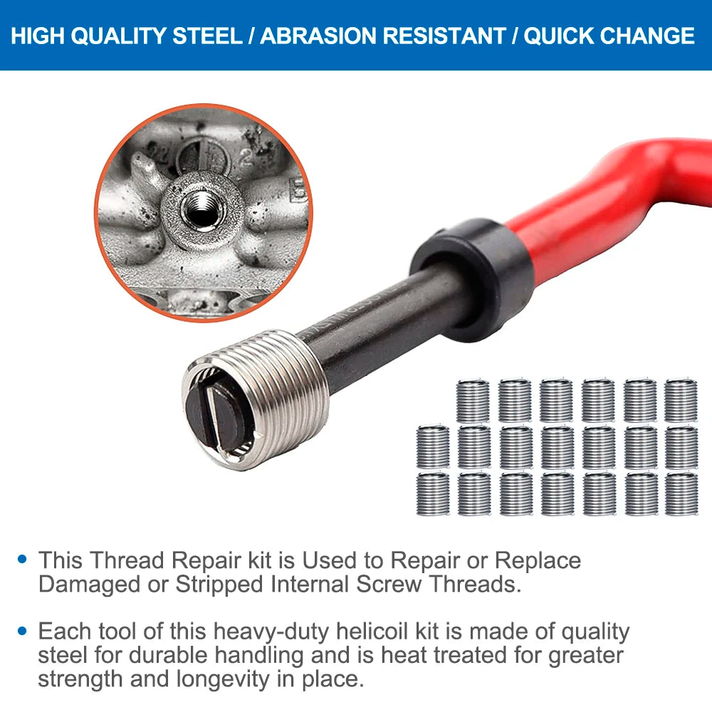 XCAN Thread Repair Kit M3 M4 M5 M6 M8 M10 M12 M14  Screw Thread Inserts For Restoring Damaged Threads Repair Tools Drill Bit