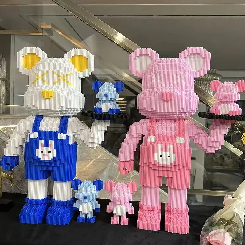 Violent Bear Building Blocks Couple's Tray Small Particle Assembled Toy High Beauty Ornament Holiday Birthday Gift