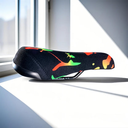 Funsea Bicycle Saddle Stunt Wheelie Bike Seat Silicon Printing Rasta Cycling Flannelette With Super Strong 8mm Steel Rail Rasta