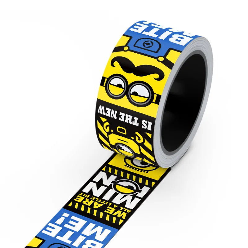 Little Yellow Cute Roll-packed Cartoon Waterproof PVC Sticker Tape Long Warning Trendy Brand Sticker 5 Meters Per Roll