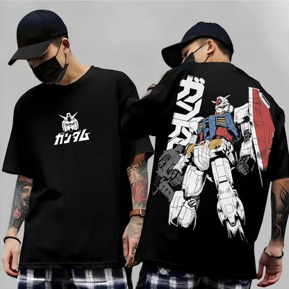 2026 New Japanese Anime Mech Series "Mobile Suit Gundam Summer Short sleeved Printed T-shirt for Men and Women"