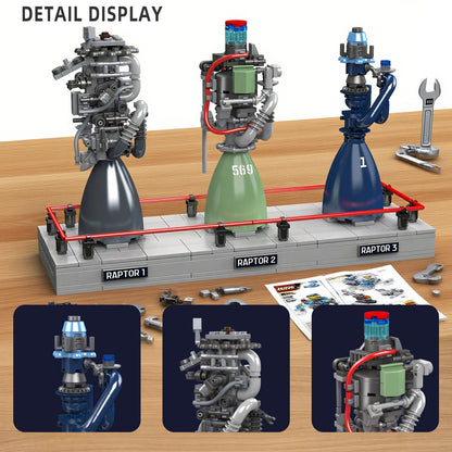 MOULDKING Raptor Rocket Engine Building Blocks Mechanical Science and Education Model Kids DIY Toy Adults Creative Gift 10247