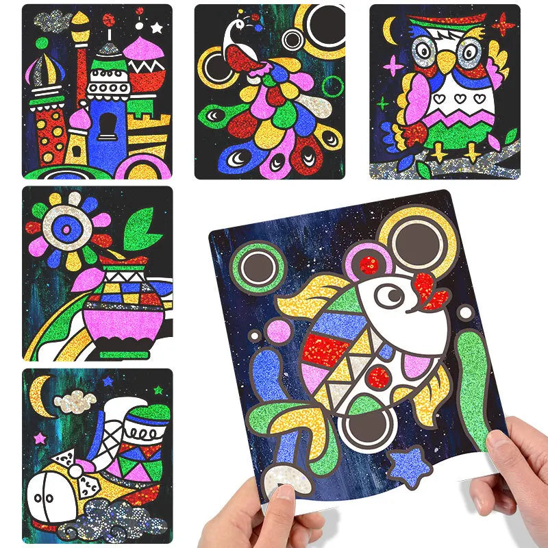15pcs/20pcs DIY Shining Magic Transfer Colorful Sticker DIY Handmade Painting Crafts for Kids Arts Crafts Toys Gift