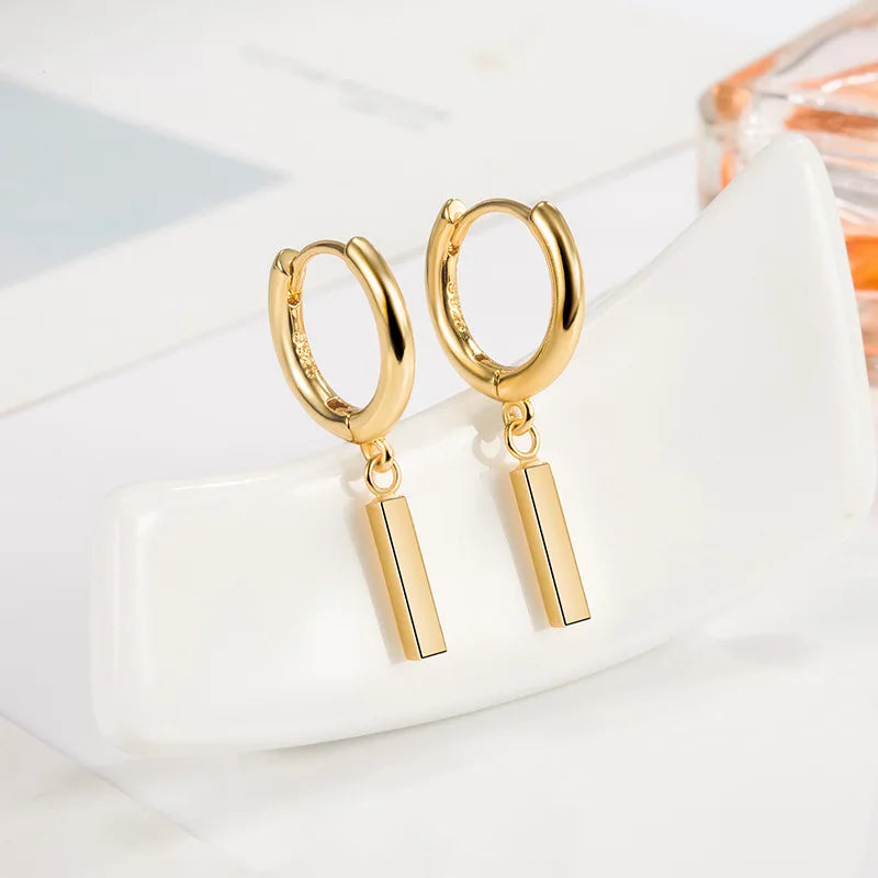 925 Sterling Silver Geometry Asymmetric Earring for Women Girl Simple Office Jewelry Gift Dropshipping