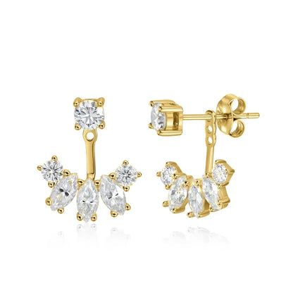 Smyoue Certified All Moissanite Drop Earrings for Women Detachable Earcuff Party Jewelry Pure 925 Silver Stud Earring 2 Use Way