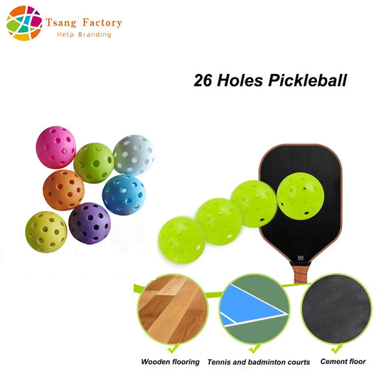 3/6/12pcs Indoor Pickleball Balls 26 Holes Colorful and Durable Pickleballs 72mm Training Ball Practice Competition Pickleball