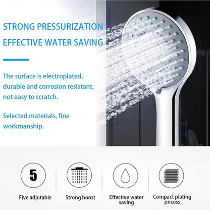 5 Modes Shower Head Set High Pressure Massage Handheld Bath Sprayer Nozzle Shower Head With Hose Bracket Bathroom Accessories