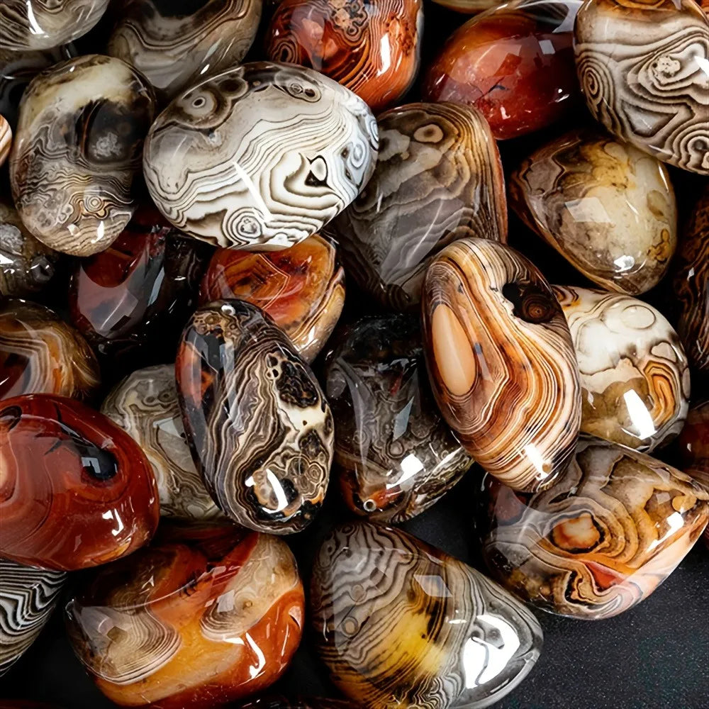 Natural Sardonyx Agate Palm Stone Energy Crystal Silk Agate Mineral Specimen Polished Reiki Healing Decor