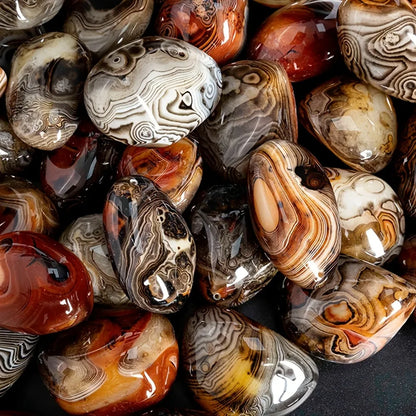 Natural Sardonyx Agate Palm Stone Energy Crystal Silk Agate Mineral Specimen Polished Reiki Healing Decor