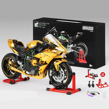 Key Start 1:9 H2 H2R Alloy Sports Motorcycle Model Diecast Track Racing Motorcycle Model With Spray Sound and Light Kid Toy Gift