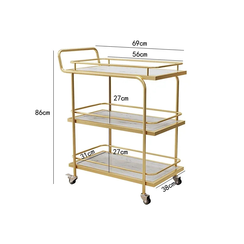 3-Tier European Style Rolling Serving Cart Versatile Beverage Dessert Trolley for Hotel Restaurant Cafe Wedding Party Home Use