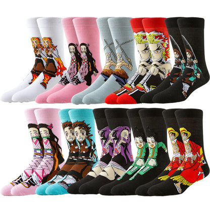 5Pairs BANDAI Unisex Novelty Funny Casual Crew Socks Cartoon Anime Hip Hop Street Fashion for Men Women
