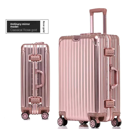 KLQDZMS German All Aluminum Magnesium Alloy Luggage 20 Inch Boarding Suitcase 28 Large Capacity Travel Business Leather Suitcase