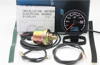 62mm GReddi LCD Digital Display Car Gauge Oil Pressure Oil Temperature Water Temperature Voltmeter Boost Gauge