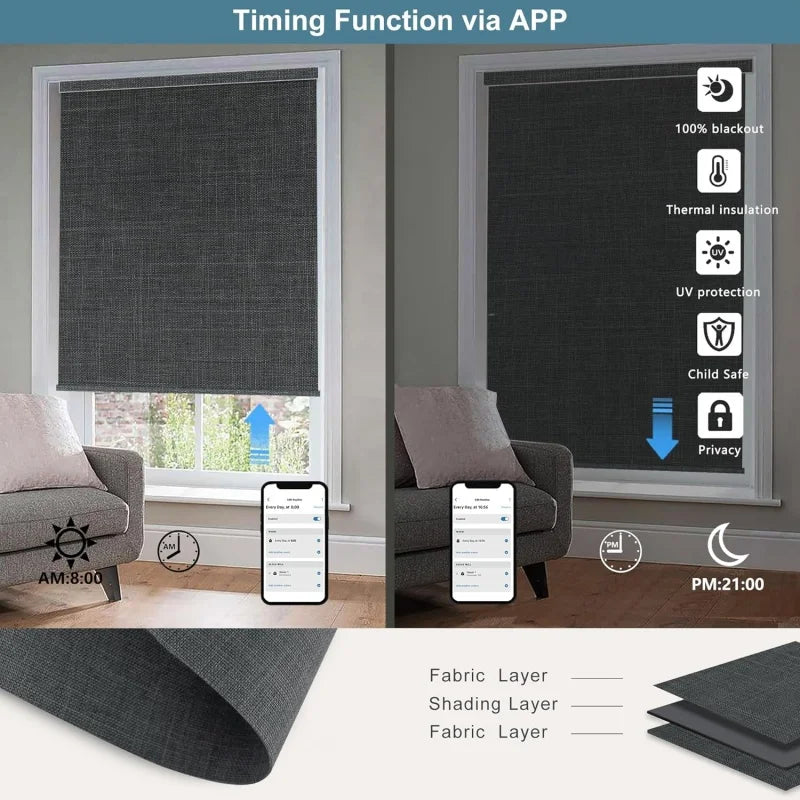 Hot Selling100% Blackout Dirt-proof Day And Night Dual Layer Blinds WiFi App Remote Control Electric Roller Blinds For Window