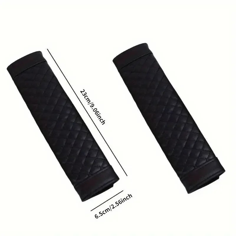 Leather Car Seat Belt Shoulder Cover Embroidery Wear-resistant Non-slip Leather Safety Cover Car Interior Decoration Products
